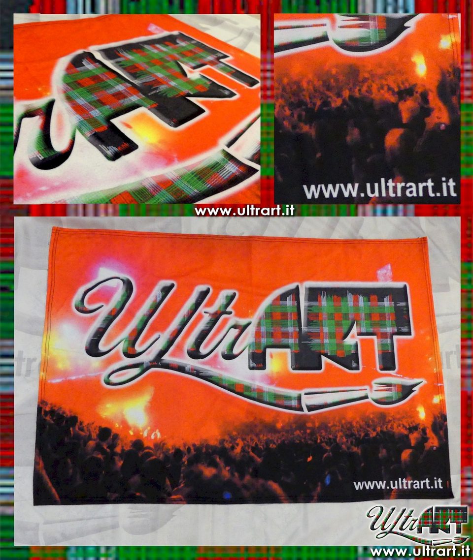 Bandiere personalizzate UltrArt fotografate in laboratorio e allo stadio