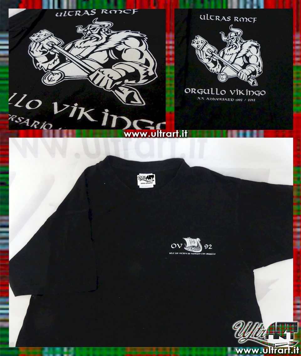 T-shirt nera con stampa Orgullo Vikingo e grafica ultras