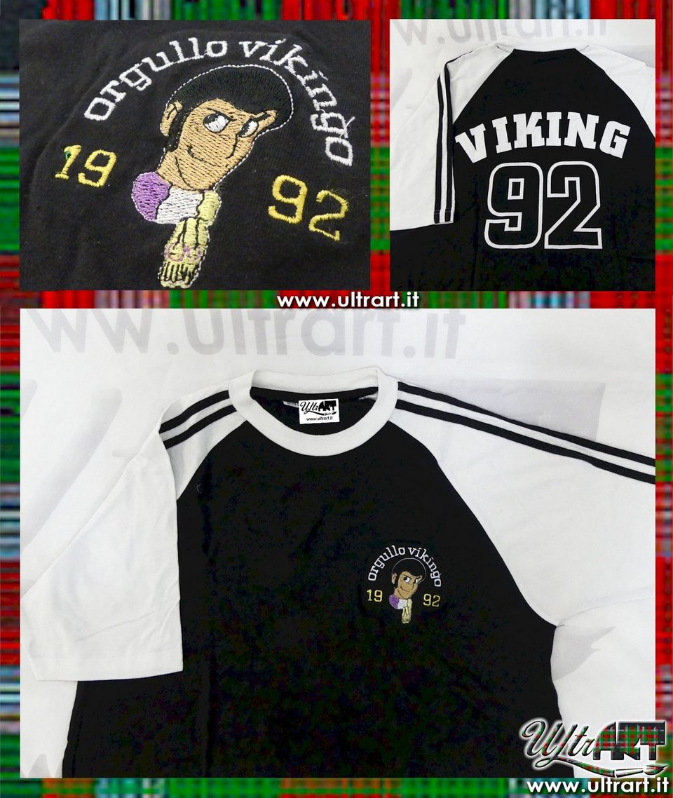 T-shirt bianca e nera con stampa Orgullo Vikingo 92